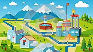 A grand geothermal energy campus complete with research labs educational centers and powergenerating facilities.. Vector