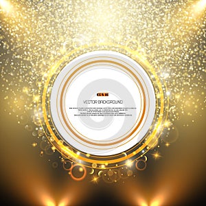 Grand golden glitter frame of wording background flying