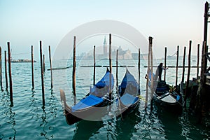 Grand ÃÂ¡hannel with gondola and gondolier, Venice, Italy.