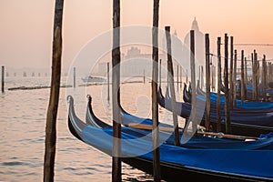 Grand Ð¡hannel with gondolas at sunset, Venice, Italy.