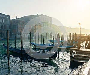 Grand Ð¡hannel with gondolas, Venice, Italy.