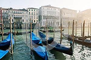 Grand ÃÂ¡hannel with gondolas, Venice, Italy.