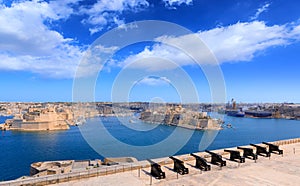The Grand Harbour and Saluting Battery in Valletta, capital of Malta.