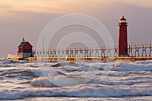 Grand Haven Lighthouse at Sunset