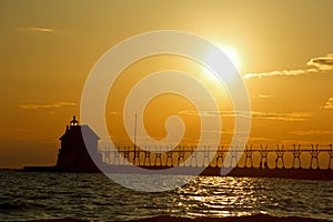 Grand Haven lightouse at sunset