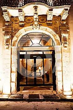 Grand historical building entrance in Ortigia. Sicily