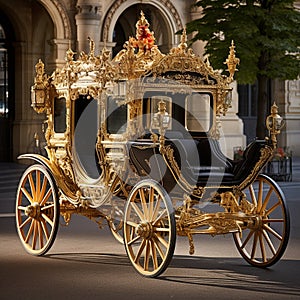 Grand Horse-Drawn Carriage with Opulent and Elegant Design