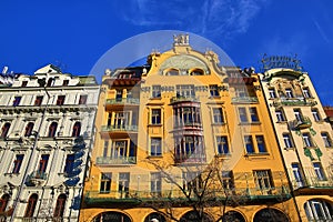 Grand Hotel Evropa, Old Buildings, Wenceslav Square, New Town, Prague, Czech Republic