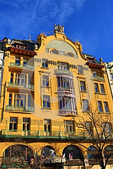 Grand Hotel Evropa, Old Buildings, Wenceslav Square, New Town, Prague, Czech Republic photo