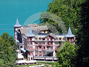 Grand Hotel Giessbach above Lake Brienz and next to the waterfall Giesbach Falls - Canton of Bern, Switzerland photo