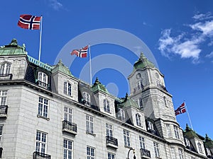 Grand Hotel Oslo Norway and Norwegian flags