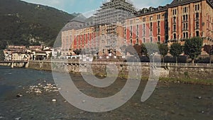 The Grand Hotel of San Pellegrino Terme from the Brembo river