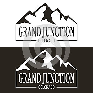 Grand Junction, logo printing design, typography, vector graphics, illustration, badge applique label.