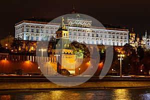 Grand Kremlin Palace of Moscow Kremlin with night illumination