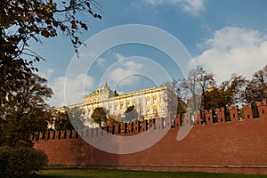 Grand Kremlin Palace and Moscow Kremlin wall