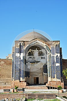 The grand or main entrance Ivan of Blue Mosque, Tabriz, Iran