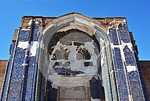 The grand or main entrance Ivan of Blue Mosque, Tabriz, Iran