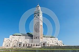 The Grand Mosque of Hassan II with blue sky