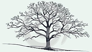 Grand Old Deciduous Tree Nature Scene Vector Art, vector design Generative AI photo