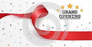 Grand opening background with red ribbon