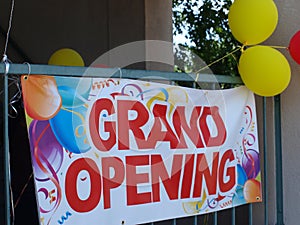 Grand Opening Banner with Balloons photo