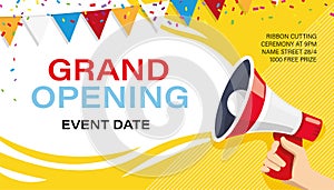 Grand opening banner template. Advertising design