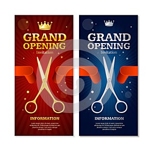Grand Opening Banners Invitation Set. Vector