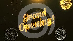 Grand Opening Celebration, Wishes, Greeting Text on Golden Firework