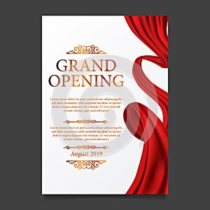 Grand Opening ceremony red silk ribbon poster banner