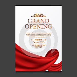 Grand Opening ceremony red silk ribbon poster banner