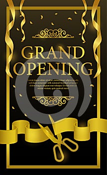 Grand opening cutting gold ribbon luxury party celebration