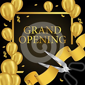 Grand opening cutting golden ribbon luxury party celebration