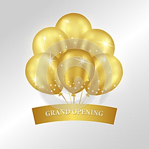 Grand opening golden ribbon with golden balloon luxury party celebration