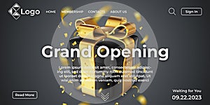 Grand opening landing page, website or web banner design template