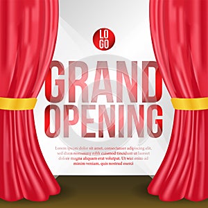 Grand opening luxury party celebration with red curtain