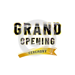 Grand opening poster design isolated white background