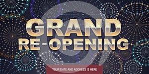 Grand opening or re-opening vector banner, illustration.