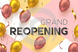 Grand opening, reopening ceremony vector banner.