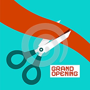 Grand Opening. Scissors Cutting Ribbon