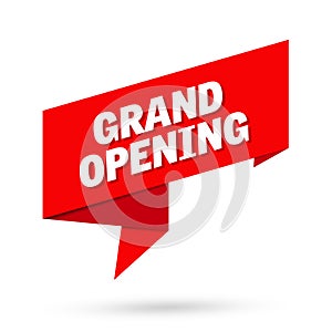 Grand opening sign. Grand opening paper origami speech bubble