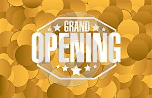 grand opening sign stamp golden background