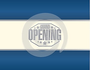 grand opening stamp sign blue background