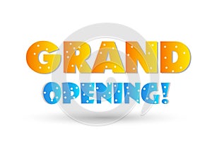 Grand opening text background for design on white background