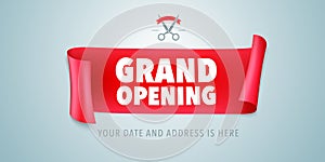 Grand opening vector background. Ribbon cutting ceremony design element