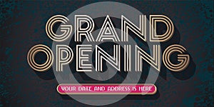 Grand opening vector banner, illustration