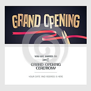 Grand opening vector banner, illustration, invitation card