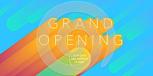 Grand opening vector banner, illustration. Nonstandard design element with modern font