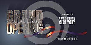 Grand opening vector banner, invitation