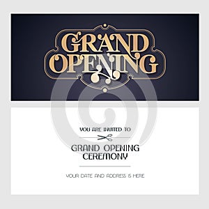 Grand opening vector illustration, invitation card for new store