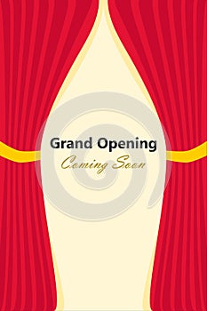 Grand opening Vertical concept background with red curtain